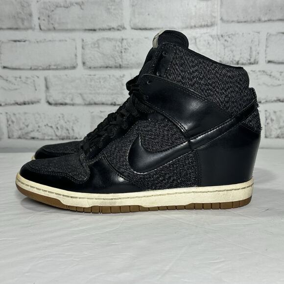 Nike Sky Hi dunk Hidden Wedge Black Gray Shoes Women Size 9 / 40.5 644877-003 - Picture 1 of 9
